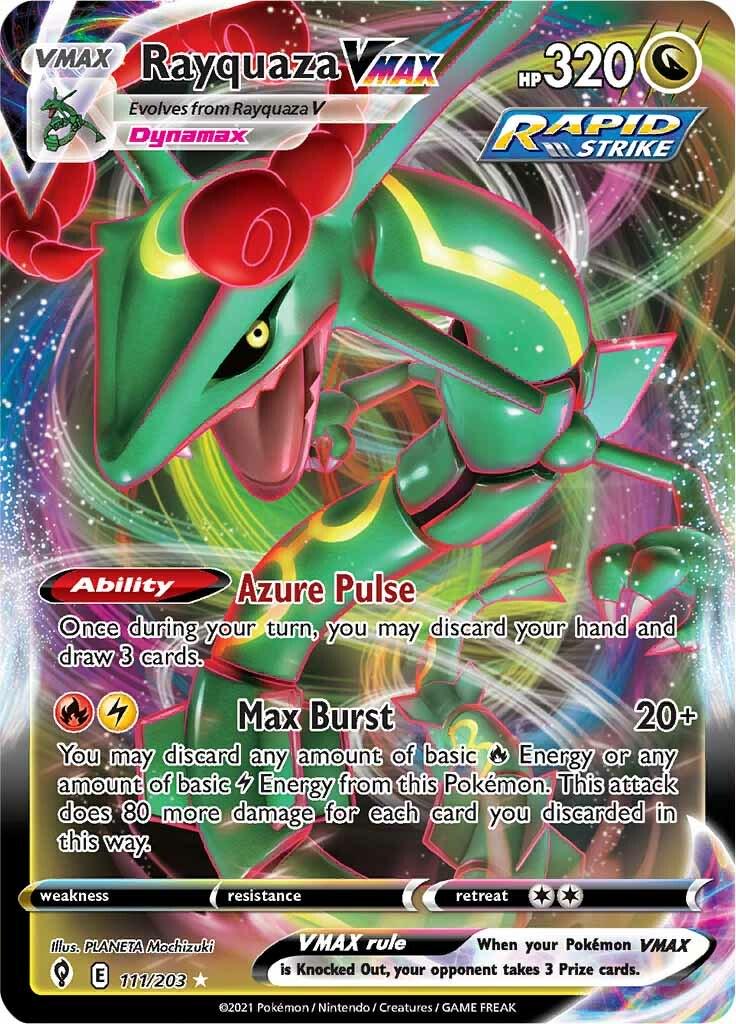 Carta Pokemon Gradata 9.5 - Rayquaza VMAX (Full Art) 111 - ITA Evoluzioni Eteree - 2018