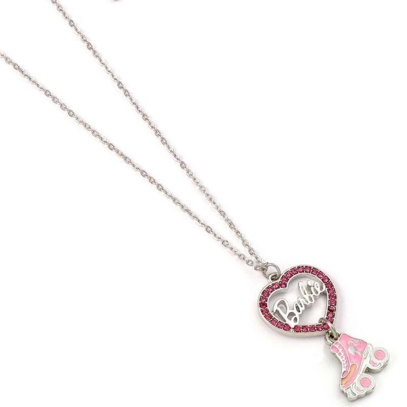 Collana Barbie Ciondolo Pattino Con Cristalli Rosa