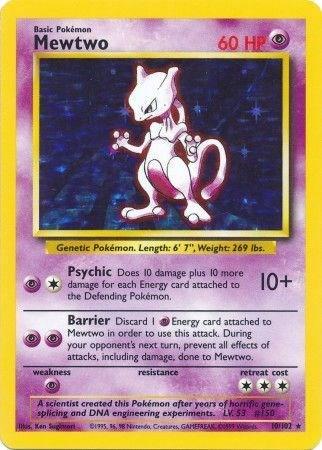 Carta Pokemon Gradata 6.5 - MewTwo (Holo) 10 - ITA Set Base - 1999