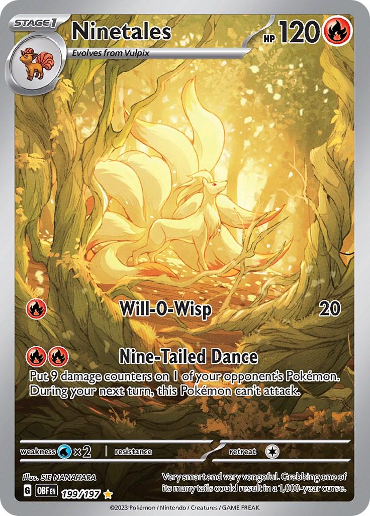 Carta Pokemon Gradata 9 - Ninetales 199 - ITA Ossidiana Infuocata - 2023