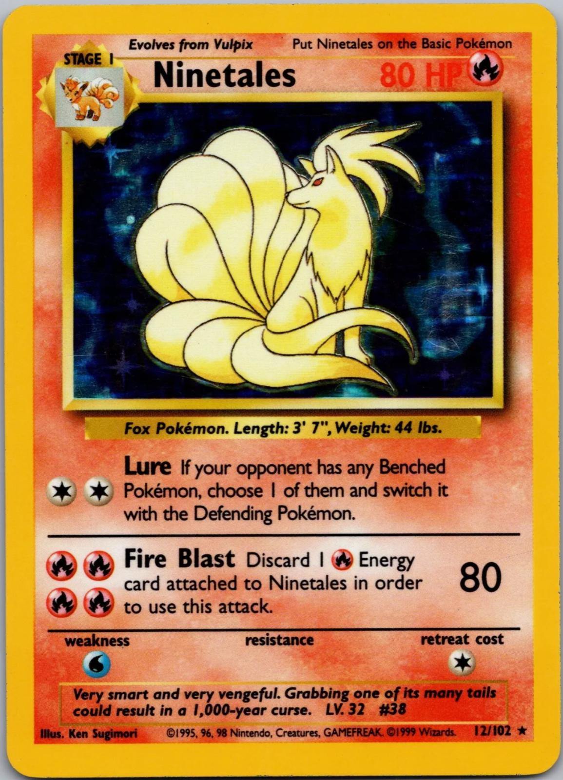 Carta Pokemon Gradata 6 - Ninetales Holo 12 - ITA Set Base - 1999