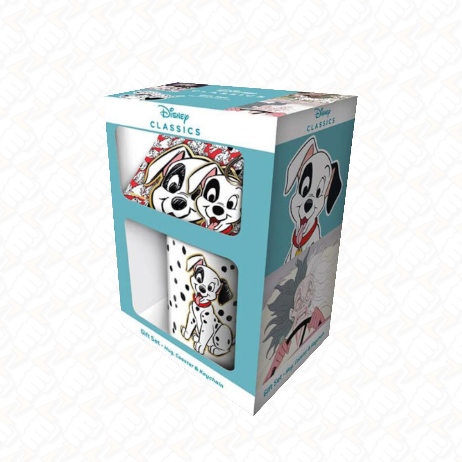 SET Regalo Disney Carica dei 101 Tazza + Sottobicchiere + portachiavi