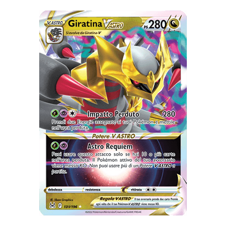 CARTA SINGOLA POKEMON NON COMUNE GIRATINA V ASTRO 131/196 NEAR MINT