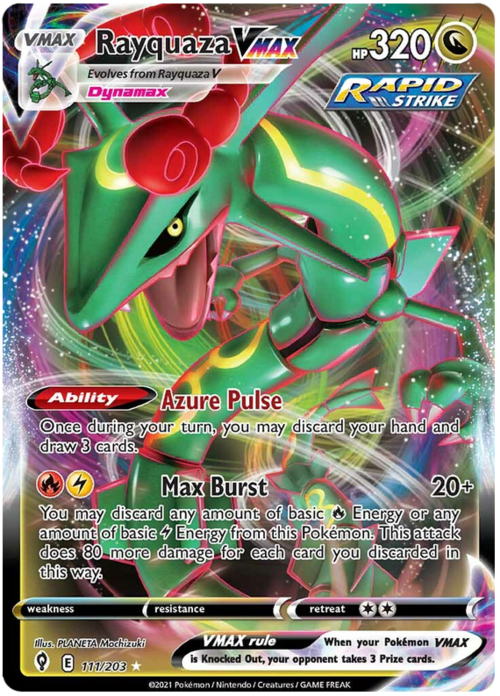 CARTA SINGOLA POKEMON NON COMUNE RAYQUAZA V MAX 111/203 NEAR MINT