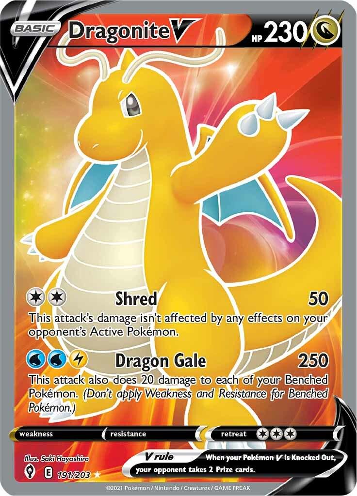 Carta Pokemon Gradata - Dragonite V (Full Art) 191 - ITA Evoluzioni Eteree - 2021